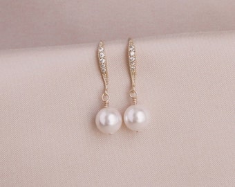 Pearl Earrings, Dangle Earring for Wedding, Gold Pearl Earring, Wedding Jewelry, Bride Jewelry, Bridal Party, Bridesmaid Gift, Bridal Gift 8