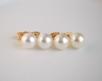 Wedding Jewelry for Brides, Pearl Post Wedding Earring, Pearl Gold Stud Post Earrings, Bridal Party Gift, Wedding Bride Pearl Jewelry Gift 8