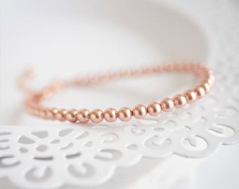 Rose Gold Pearl Bracelet, Pearl Jewelry Rose Gold Pearl Bracelet, Wedding Jewelry for Brides, Bridal Wedding Gift, Bridesmaid Jewelry Gift 4