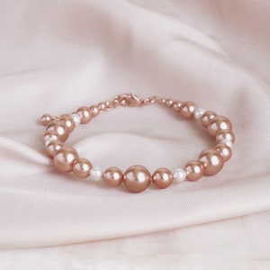 Pearl Bracelet, Rose Gold Pearl Bracelet, Bridal Pearl Bracelet, Wedding Jewelry Gift, Bridal Party Gift, Bridesmaids Rose Gold Jewelry Gift