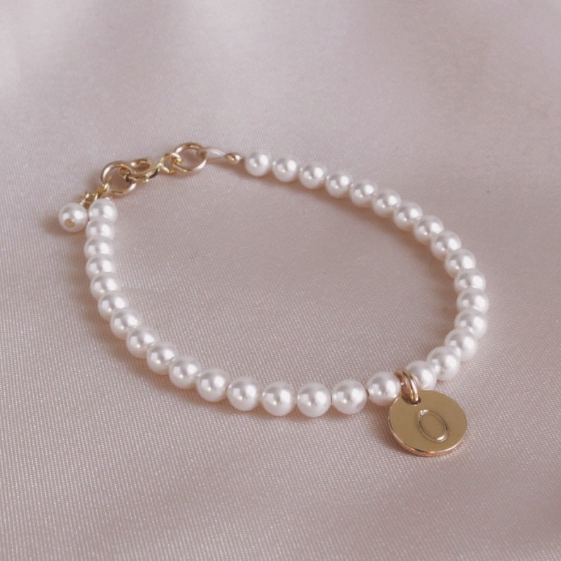 Flower Girl Initial Bracelet Gift White Pearl Flower Girl | Etsy