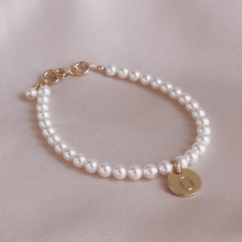 Flower Girl Initial Bracelet Gift White Pearl Flower Girl Etsy