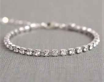 Wedding Jewelry for Bride, Bridal Crystal Bracelet, Silver Crystal Bracelet, Bridal Crystal Jewelry, Silver Crystal Bracelet, Gift for Her