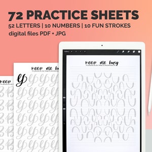 Brush lettering practice worksheets modern calligraphy tombow brush  beginner lettering workbook learn brush lettering guide TwoEasels