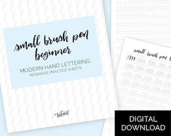 Hand Lettering beginner worksheets small pen handwriting practice lettering drills Printable workbook iPad modern calligraphy TwoEasels