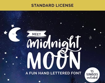 Midnight Moon - handwritten font with moon symbols - STANDARD LICENSE