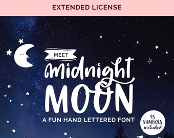 Midnight Moon - handwritten font with moon symbols EXTENDED LICENSE