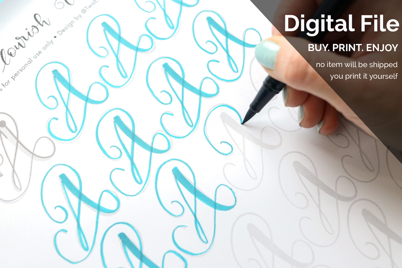 Big Brush Marker Flourish Capital and Lowercase Letters - Etsy