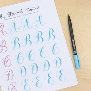 Big Brush Marker Flourish Capital Letters Alphabet Modern Calligraphy ...