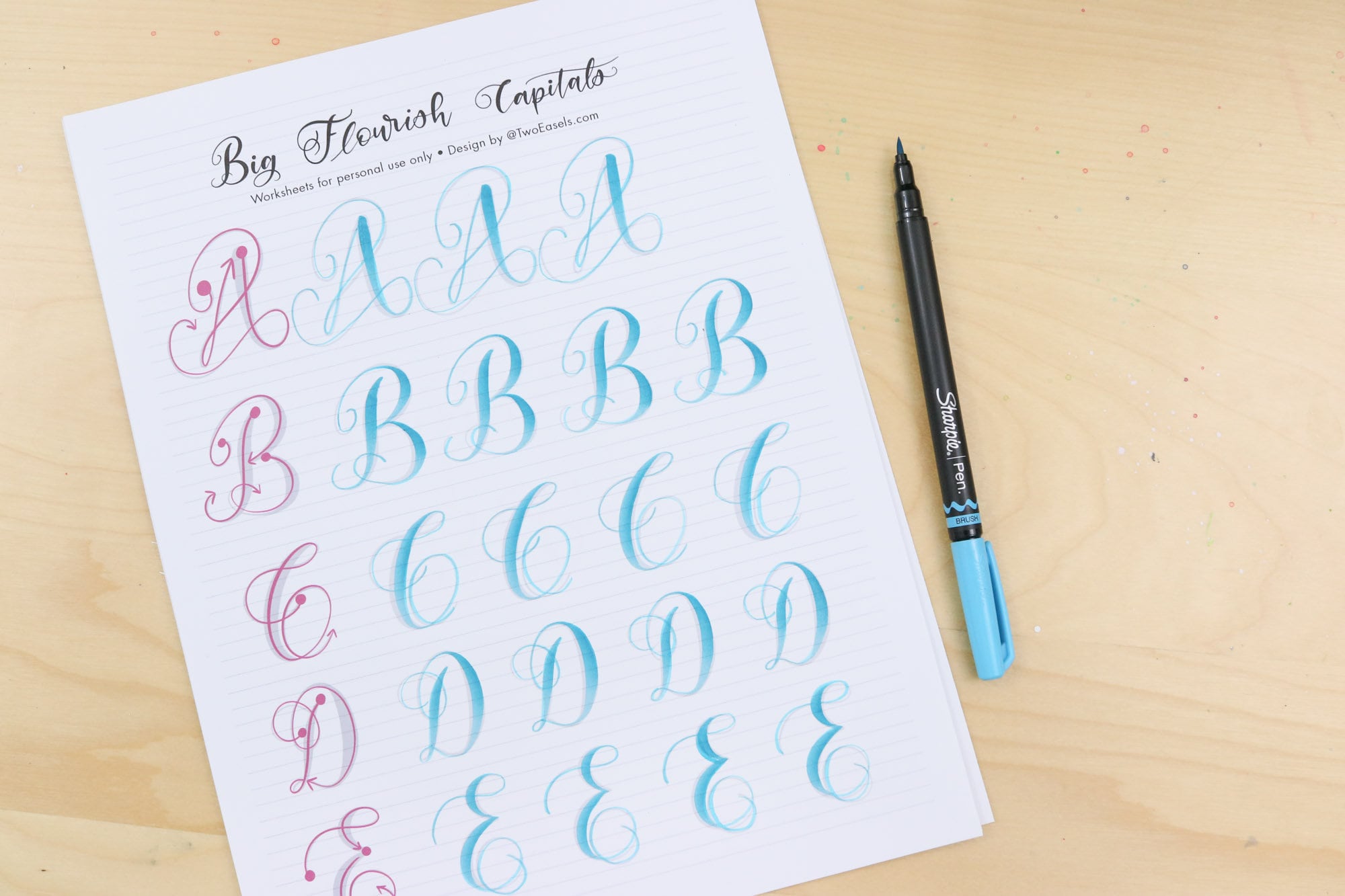 Big Brush Marker Flourish Capital and Lowercase Letters | Etsy