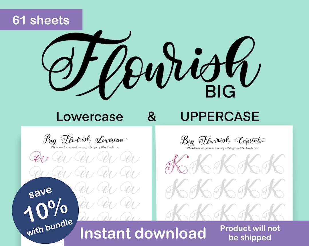 Lettering Flourish Big Brush Flourish Capital Lowercase Letters Modern ...