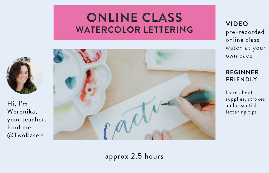 Lettering Classing Learn Lettering Class for Beginners, Watercolor Lettering Worksheets ...