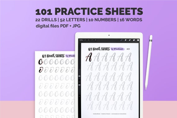 Brush lettering workbook (templates & exercises to learn brush lettering)