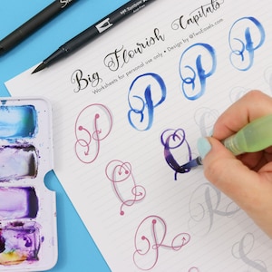 Big Brush Marker Flourish Capital Letters Alphabet Modern Calligraphy ...