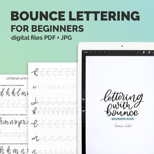 Bounce Lettering Modern Calligraphy Lettering Worksheets instant download lettering procreate bounce lettering beginner guide TwoEasels image 1