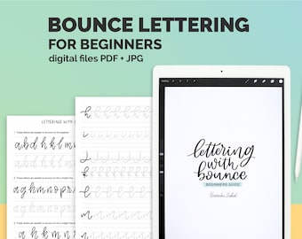 Bounce Lettering Modern Calligraphy Lettering Worksheets instant download lettering procreate bounce lettering beginner guide TwoEasels