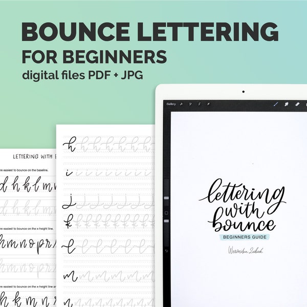 Bounce Lettering Modern Calligraphy Lettering Worksheets instant download lettering procreate bounce lettering beginner guide TwoEasels