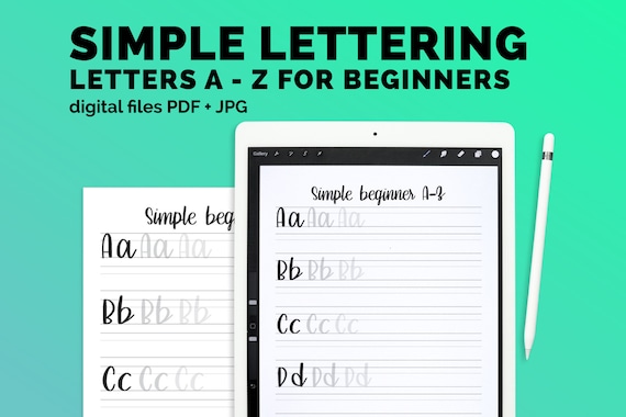 Brush Lettering beginner Practice workbook simple handlettering printable hand lettering worksheet Modern Calligraphy guide TwoEasels