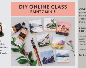 Landscape Class, DIY paint 7 mini landscapes, Video Online Course How to Paint Landscape