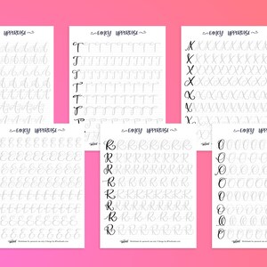 8 Styles of Uppercase letters Brush Lettering Calligraphy Practice alphabet worksheets printable workbook iPad procreate lettering guide image 2