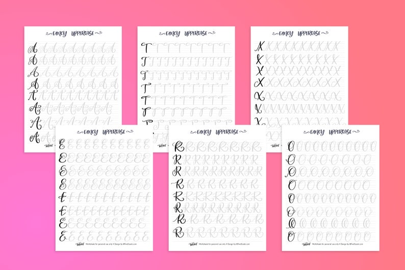 8 Styles of Uppercase letters Brush Lettering Calligraphy Practice alphabet worksheets printable workbook iPad procreate lettering guide image 2