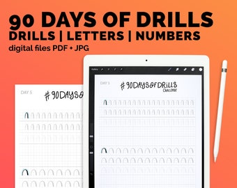 Lettering for beginners calligraphy practice drills small  alphabet and numbers Printable lettering workbook practice lettering daily
