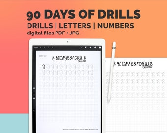 Hand Lettering beginner calligraphy practice drills small Printable lettering workbook practice lettering daily selfcare workbook TwoEasels