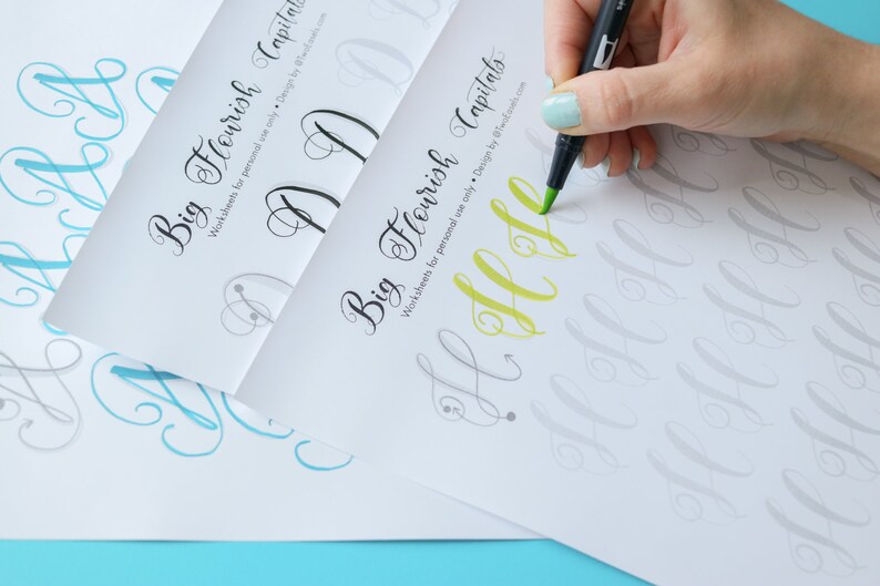 Big Brush Marker Flourish Capital Letters Alphabet Modern Calligraphy ...