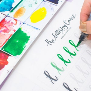Full alphabet practice sheets Printable worksheets to practice your brush lettering drills TwoEasels hand lettering guide