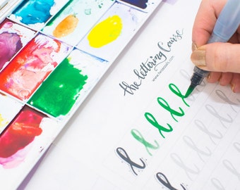 Full alphabet practice sheets Printable worksheets to practice your brush lettering drills TwoEasels hand lettering guide