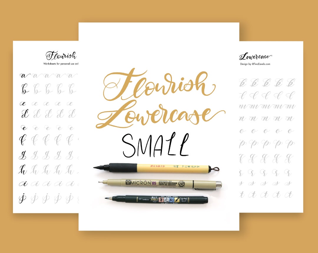 Small Brush Pen Flourish Lowercase Letters Alphabet Modern Calligraphy ...