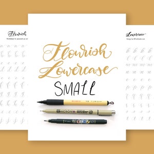 Small Brush Pen Flourish Lowercase Letters Alphabet Modern Calligraphy Lettering Printable Practice Sheets