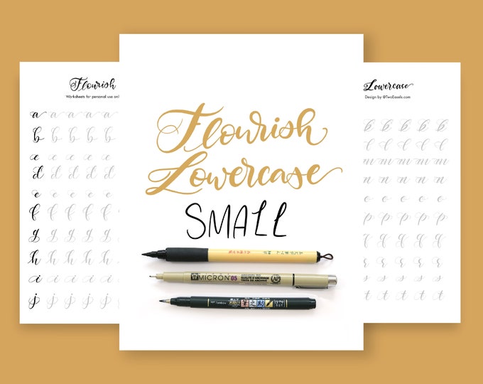 Small Brush Pen Flourish Lowercase Letters Alphabet Modern Calligraphy ...