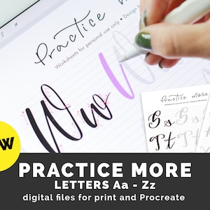 Brush Lettering printable handlettering worksheets Modern Brush Calligraphy elegant lettering guide iPad and marker lettering workbook