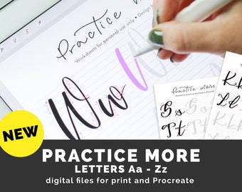 Brush Lettering printable handlettering worksheets. Modern Brush Calligraphy. Print + iPad procreate
