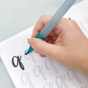 Brush lettering practice worksheets modern calligraphy tombow brush beginner lettering workbook learn brush lettering guide TwoEasels image 6
