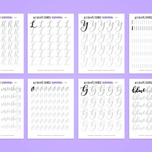 Brush lettering workbook lettering practice worksheets procreate lettering basic beginner lettering strokes modern calligraphy TwoEasels image 4