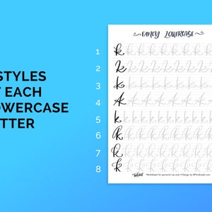 8 Styles of Lowercase Letters Brush Lettering Calligraphy Practice ...
