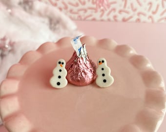 Snowman Stud Earrings: Hand-Painted Polymer Clay Winter Jewelry
