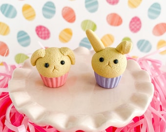 Bunny Cupcake Charm: Miniature Food Jewelry, Easter Basket Stuffer