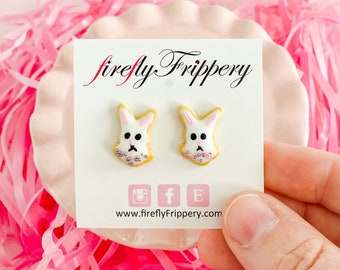 Easter Bunny Cookie Earrings: Handcrafted Polymer Clay Jewelry