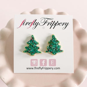 Miniature Christmas Tree Sugar Cookie Earrings Festive Holiday Jewelry Cute Christmas Gift or Stocking Stuffer for Girls image 6