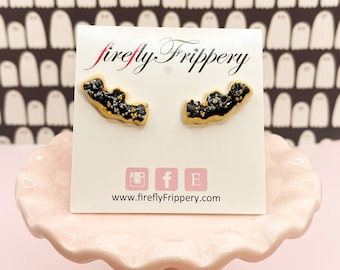 Sugar Cookie Bat Stud Earrings: Spooky Halloween Jewelry