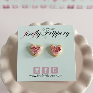 Heart Shaped Sugar Cookie Earrings Miniature Polymer Clay Food Jewelry Valentines Day or Galentine Gift for Girls image 8