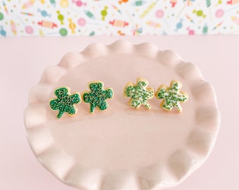 Clover Cookie Earrings: St. Patrick's Day Shamrock Clip-ons