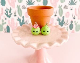 Kawaii Clay Cactus Charm: Miniature Zipper Pull, Planner Charm