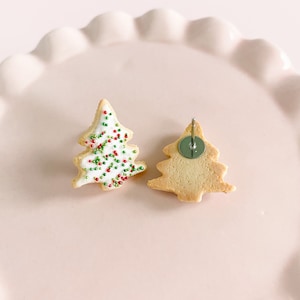 Miniature Christmas Tree Sugar Cookie Earrings Festive Holiday Jewelry Cute Christmas Gift or Stocking Stuffer for Girls image 2