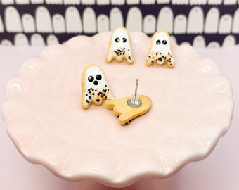 Ghost Sugar Cookie Earrings: Spooky Halloween Studs