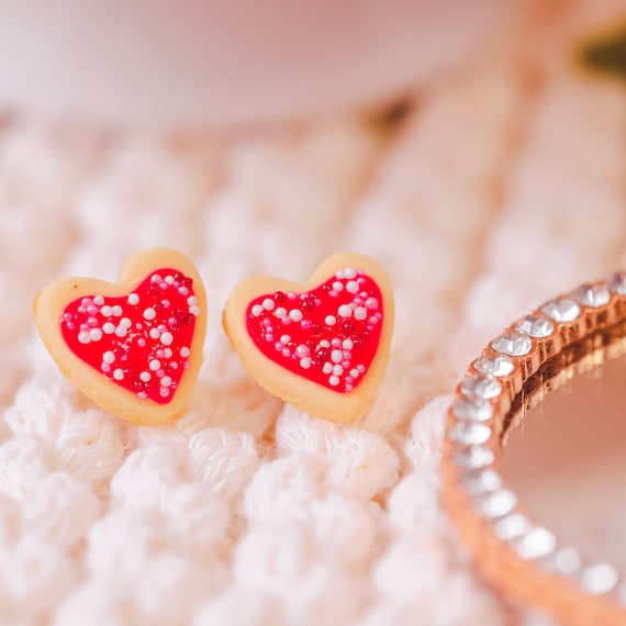 Heart Shape Clay Earrings, Valentines Earrings Women