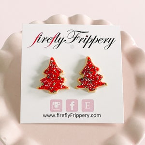 Miniature Christmas Tree Sugar Cookie Earrings Festive Holiday Jewelry Cute Christmas Gift or Stocking Stuffer for Girls image 7